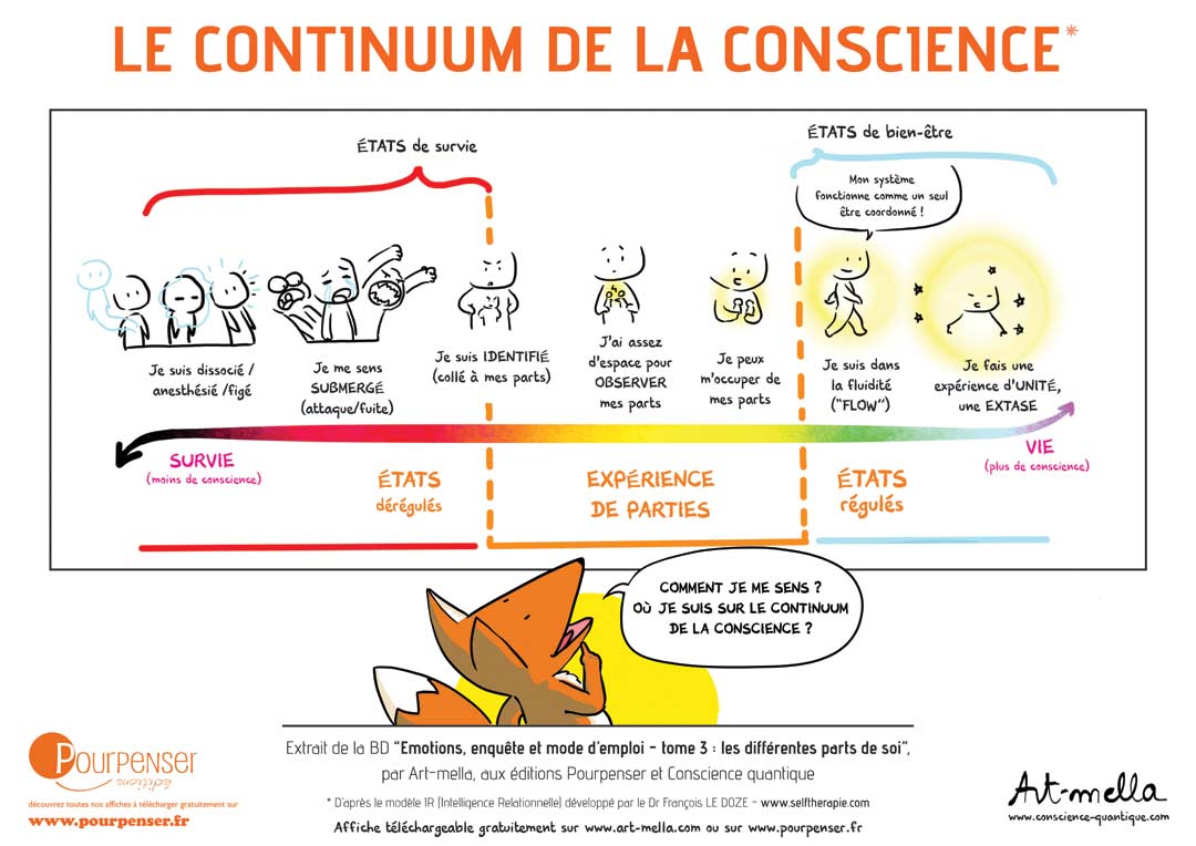 Continuum de la conscience – Affiche A2 issue de la BD Émotions, enquête et mode d’emploi T3